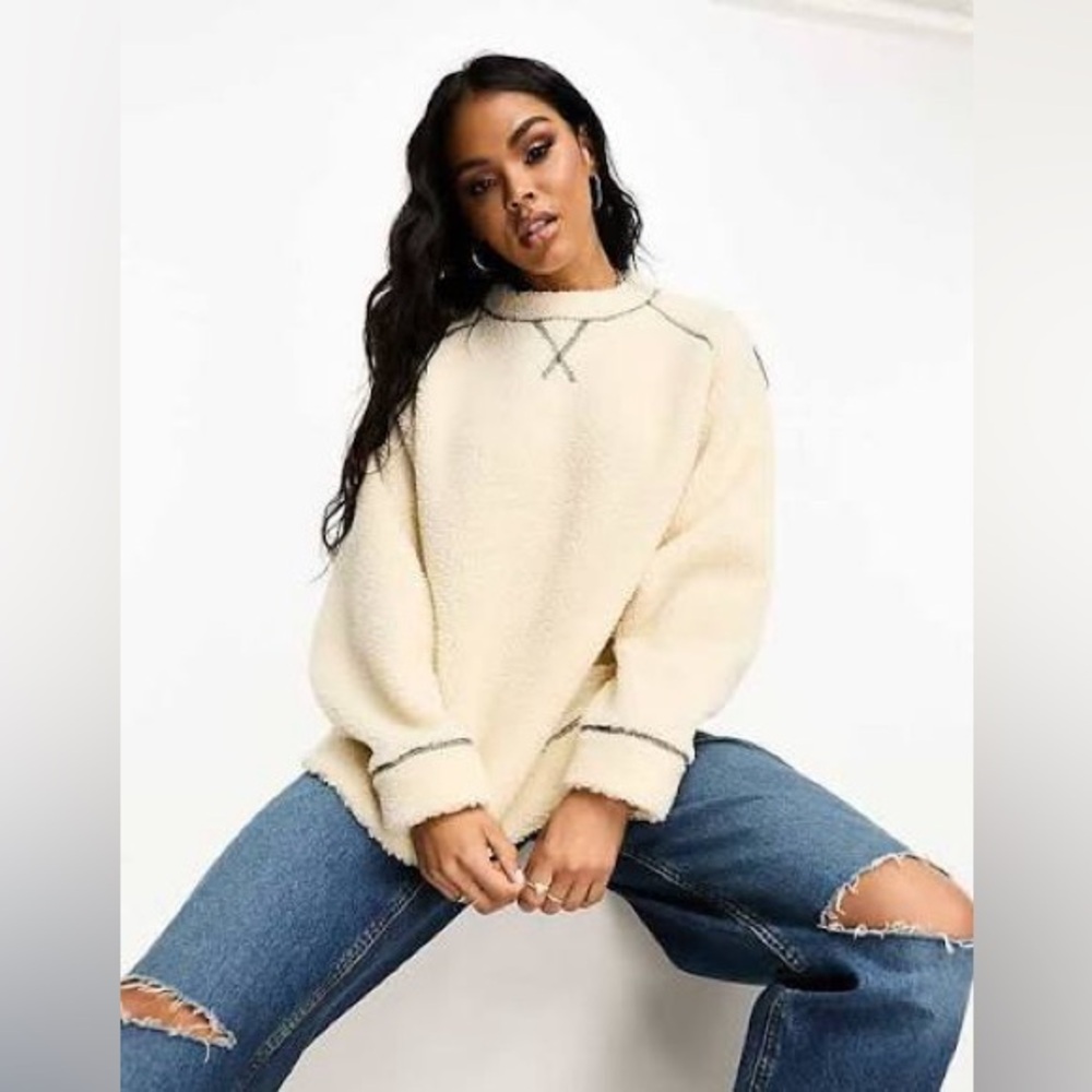 ASOS DESIGN Cozy Cream Fleece Pullover